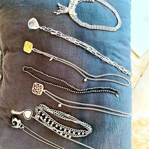 Silver Swarovski j crew banana republic necklace bundle